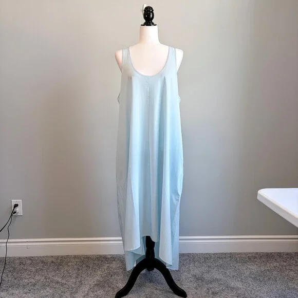 Athleta Presidio Maxi Dress Traveler High Low Coastal Chic Light Blue Women’s XL - Picture 2 of 10